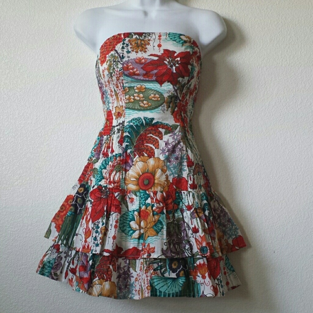 French Connection Floral Garden Boob Tube Dress